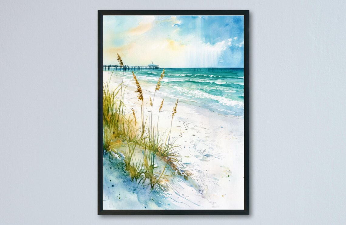Clearwater Beach Florida Gulf White Sand Sea Oats Pier Poster