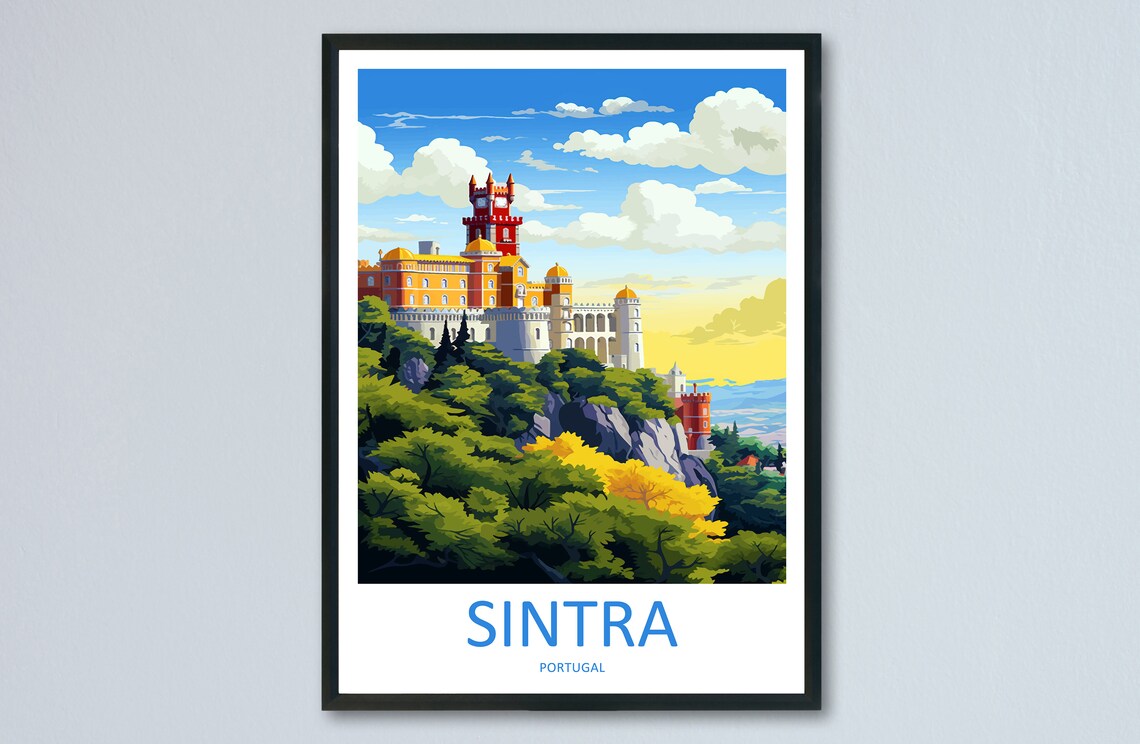 Sintra Portugal Pena Palace Hilltop Castle Golden Sunset Poster
