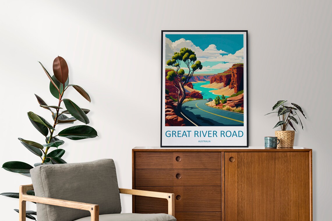 Great River Road Red Rock Canyon Drive Australia Travel Poster - Image 2