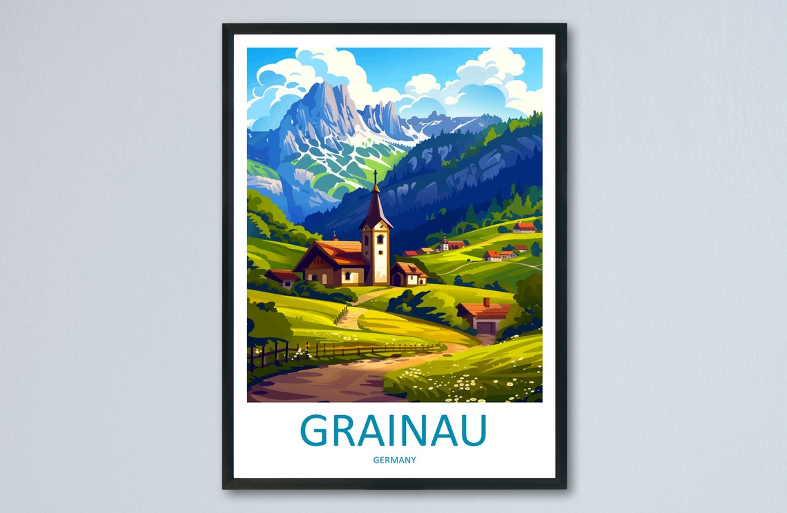 Grainau Germany Idyllic Alpine Village Church Mountain Poster
