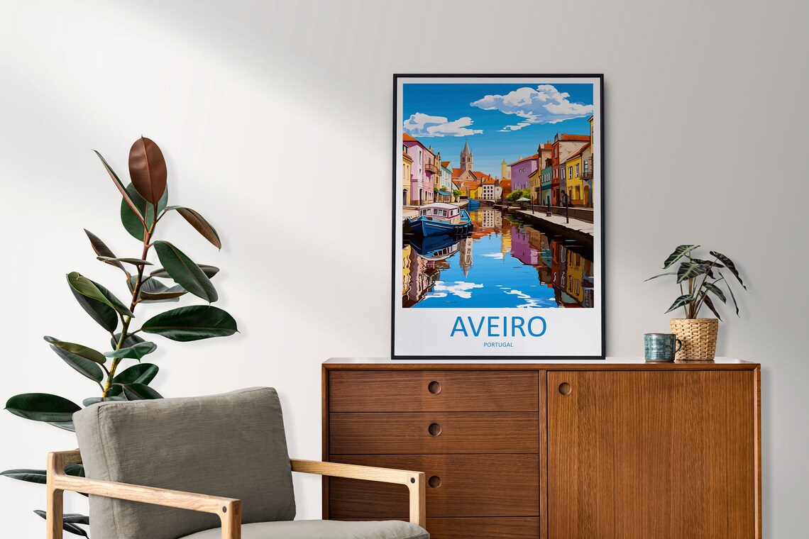 Aveiro Portugal Colorful Canal Houses and Fishing Boats Travel Poster - Image 2