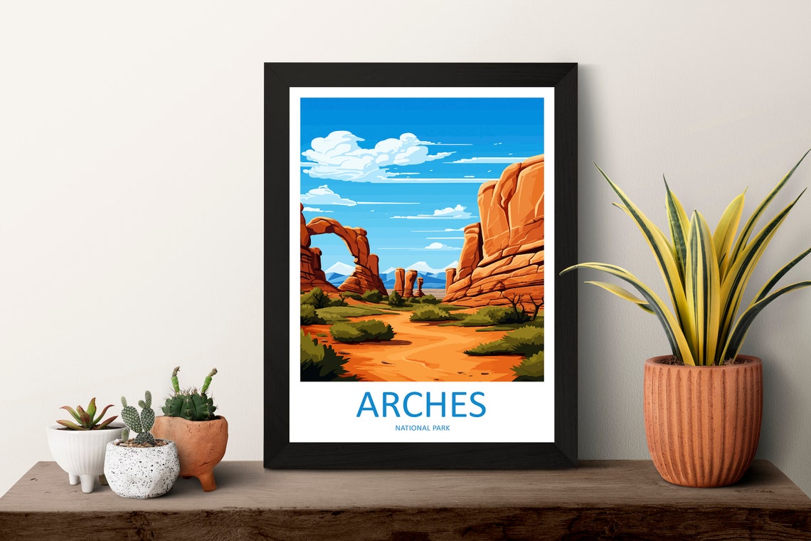 Arches National Park Utah Red Sandstone Arch Desert Day Poster - Image 3