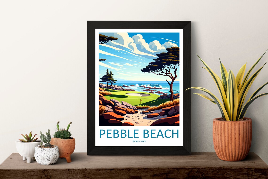 Pebble Beach Golf Links Travel Poster, Golf Club Decor - Image 3