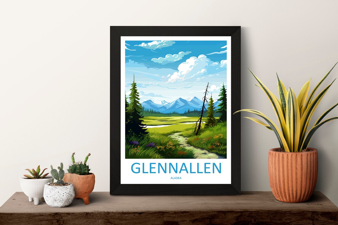 Glennallen Alaska Wildflower Meadow Mountain Trail Scenic Poster - Image 3