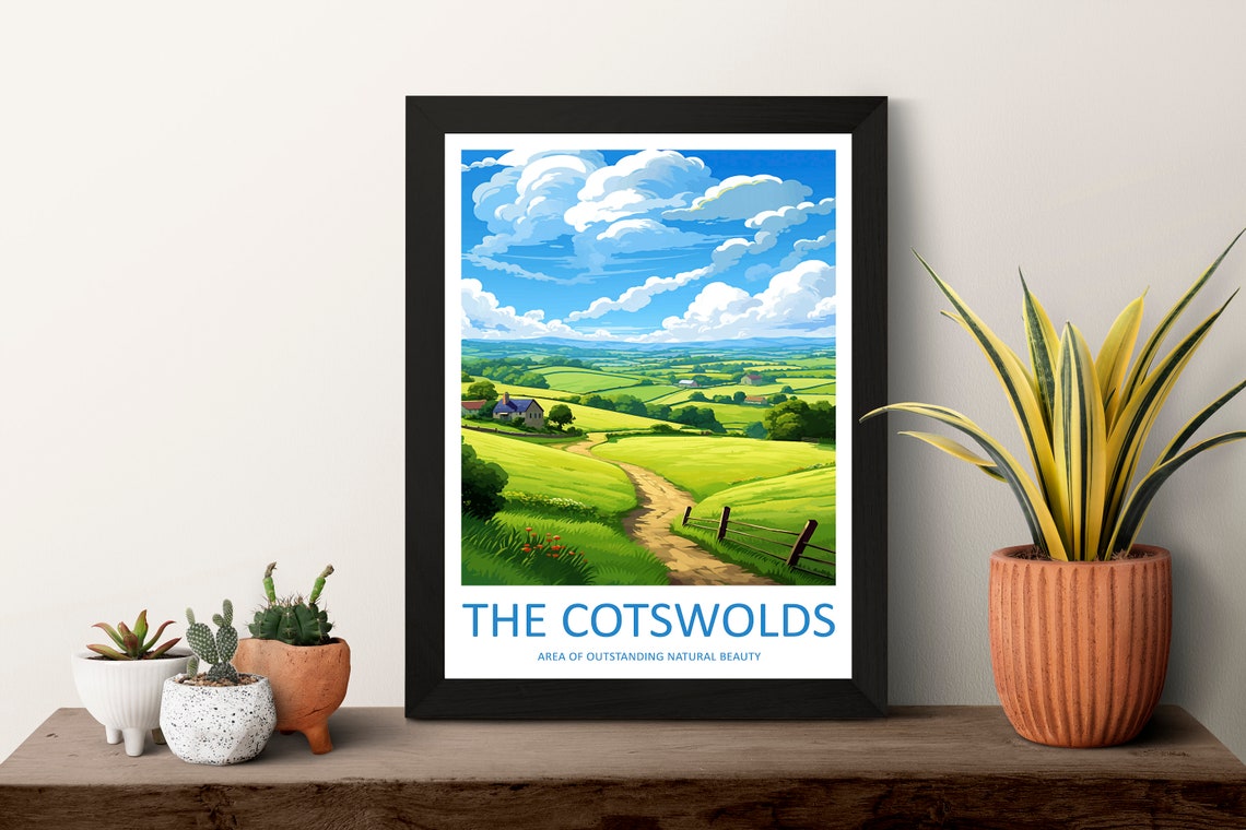 The Cotswolds English Countryside Winding Path Vintage Poster - Image 3