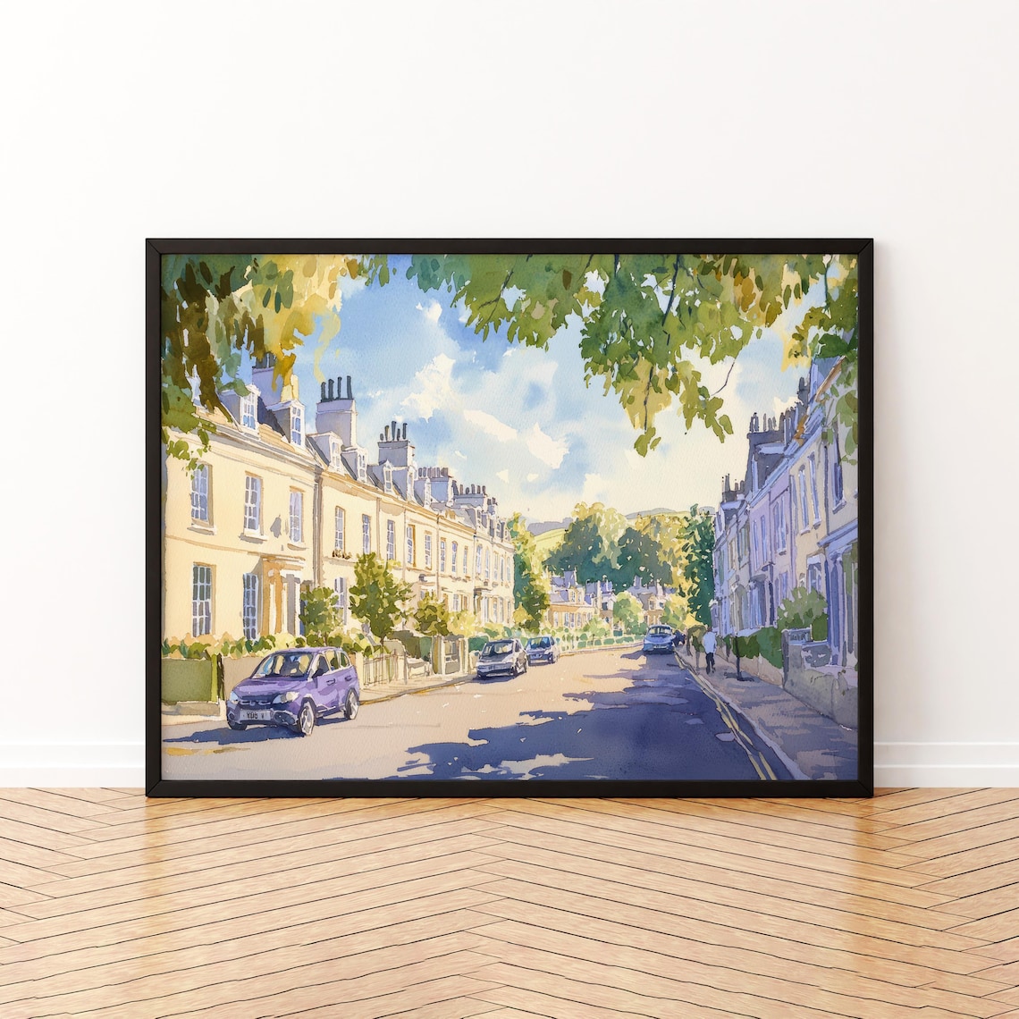 Cheltenham Regency Street Watercolor Georgian Terraces England Print