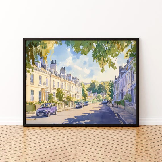 Cheltenham Watercolor Poster Landscape Wall Art Hanging Home Dcor Gift Lovers United Kingdom