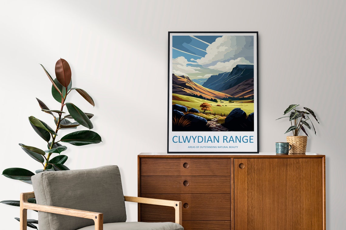Clwydian Range Wales Mountain Valley Hiking Landscape Travel Poster - Image 2