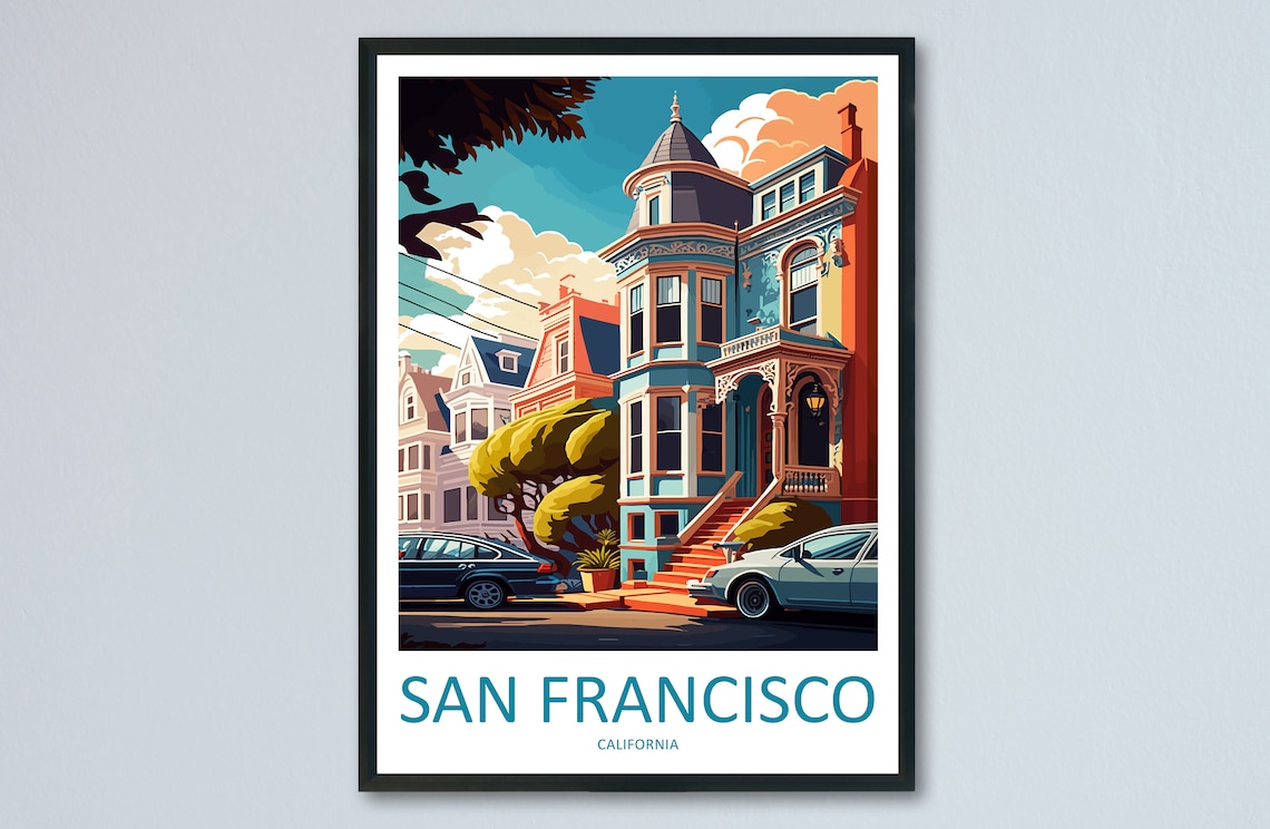 San Francisco Travel Poster, California Wall Art
