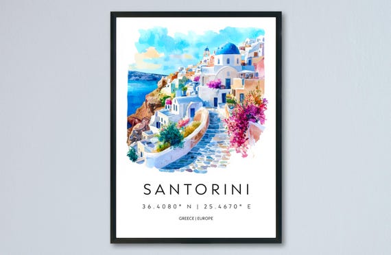 Santorini Hanging Home Decor Art Print