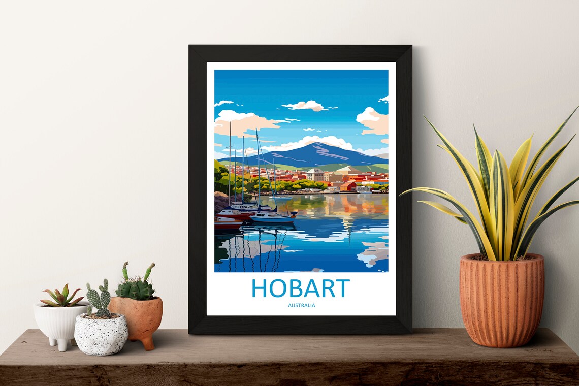 Hobart Harbour Sailboats Mount Wellington Tasmania Australia Poster - Image 3