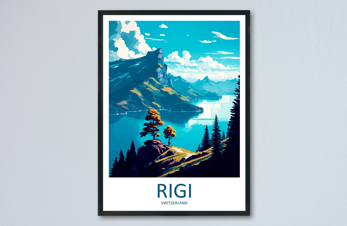 Rigi Switzerland Mountain Peak Alpine Lake View Travel Poster