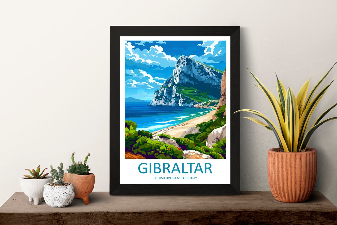 Gibraltar Travel Poster, British Overseas Territory - Image 3