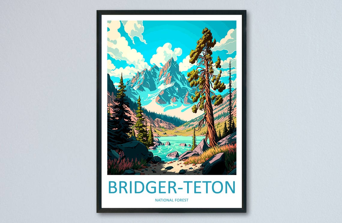Bridger-Teton National Forest Alpine Lake Snowy Peak Scenic Poster