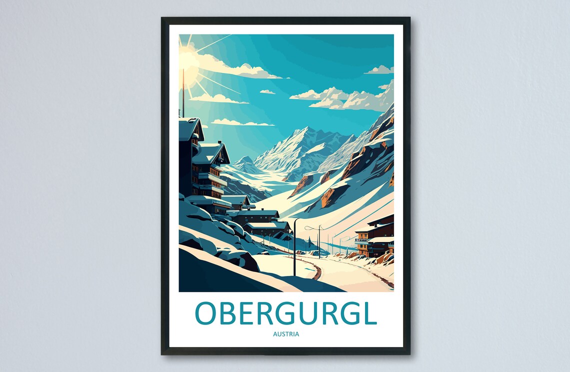 Obergurgl Travel Poster, Austria Wall Art Print
