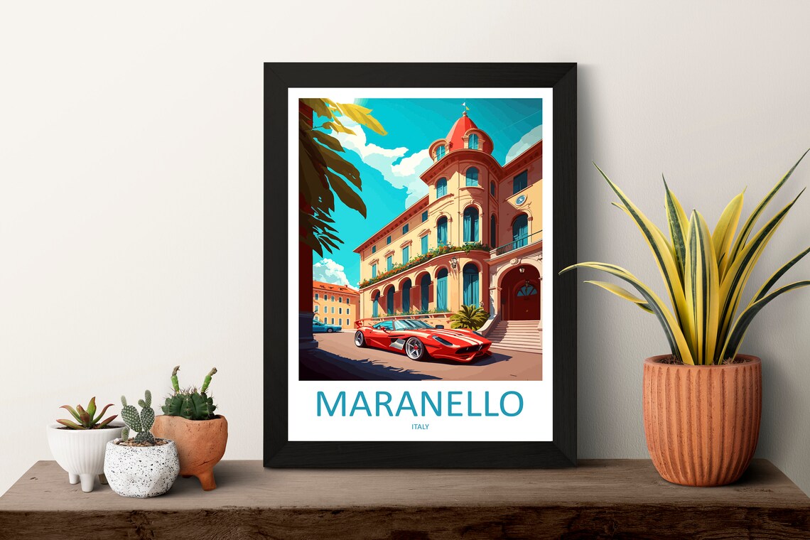 Maranello Italy Red Ferrari Classic Car Street Travel Poster - Image 3
