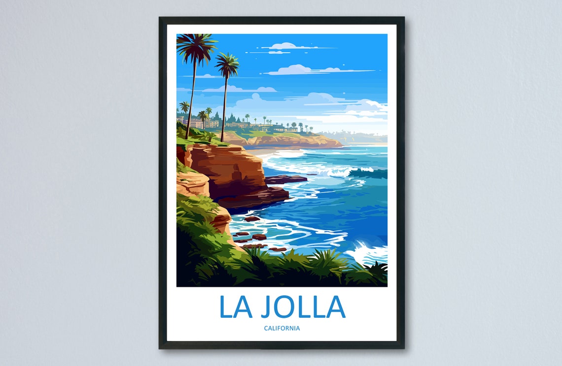 La Jolla Cove San Diego Rugged Coastal Cliffs California Surf Poster