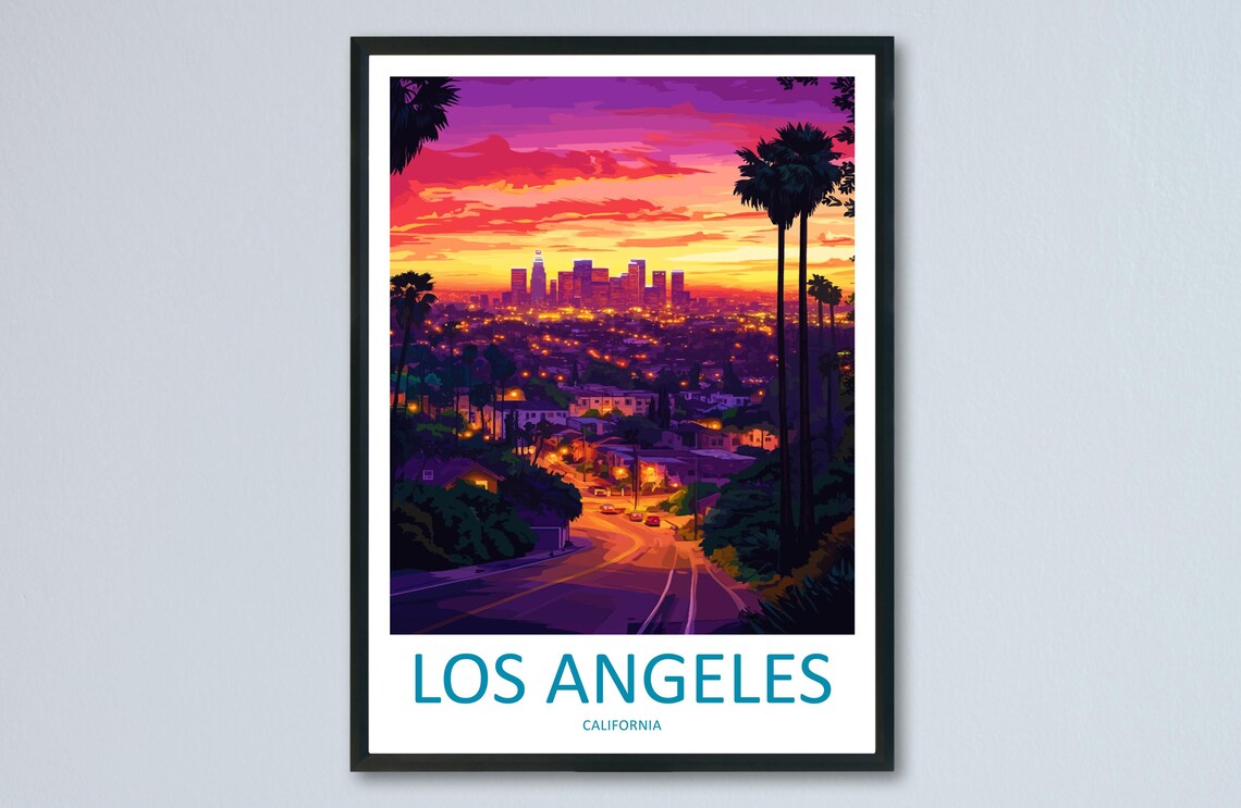 Los Angeles Travel Poster, USA Place Print