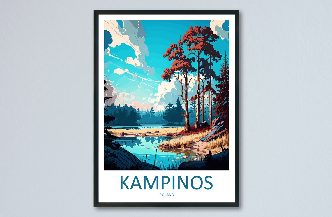 Kampinos Forest Lake Autumn Pines Lakeside Landscape Travel Poster