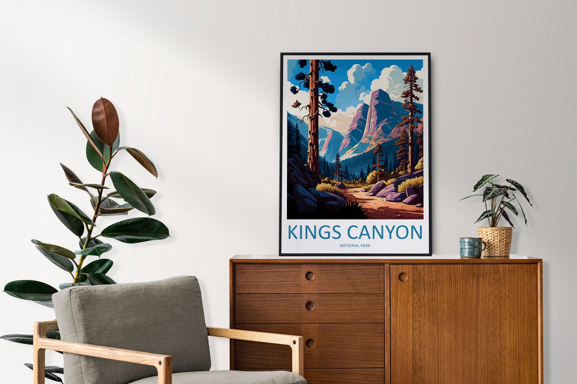 Kings Canyon National Park Granite Cliffs Retro Nature Travel Poster - Image 2