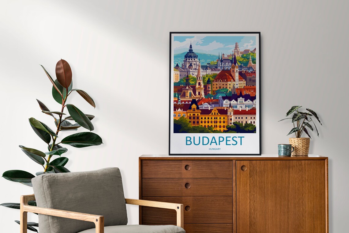 Budapest Hungary Historic Old Town Cityscape Skyline Travel Poster - Image 2