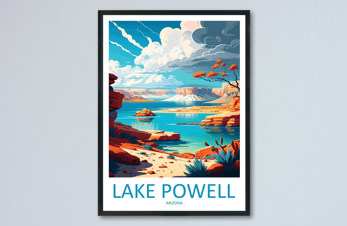Lake Powell Arizona Red Rock Desert Canyons Turquoise Water Poster