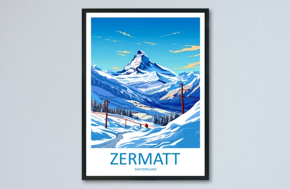 Zermatt Travel Print Wall Art Zermatt Wall Hanging Home Dcor Zermatt Gift Art Lovers Ski Art Lover Gift Zermatt Print Skiing Zermatt Art