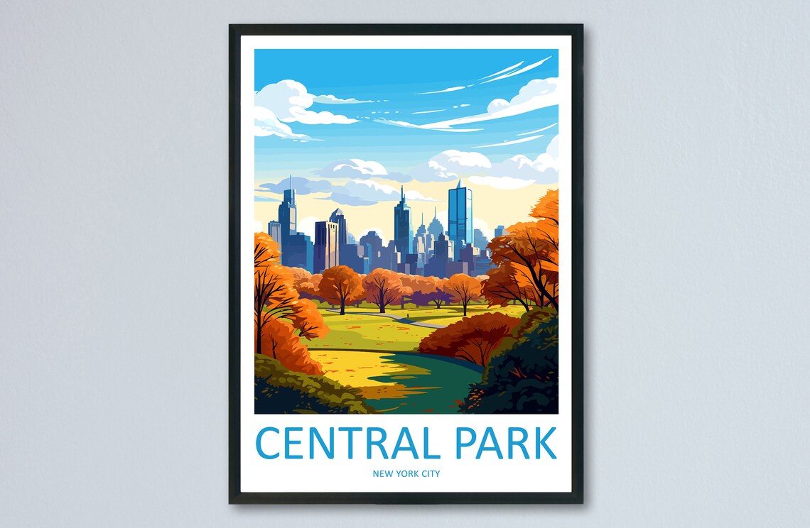 Central Park New York City Autumn Skyline Fall Foliage Poster