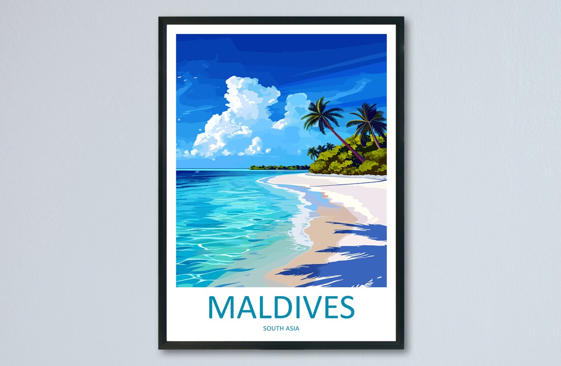 Maldives Travel Poster, South Asia Wall Decor