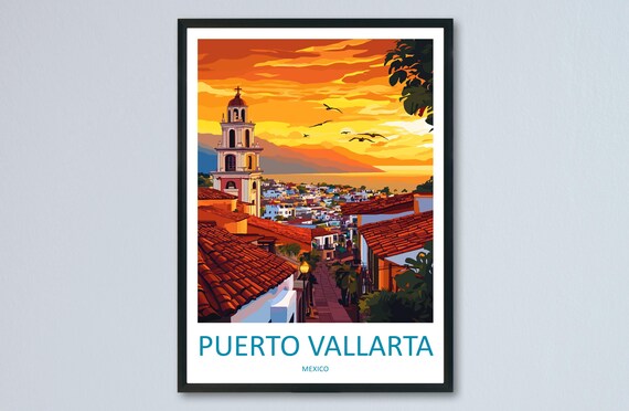 Puerto Vallarta Travel Print Wall Art Hanging Home Decor Gift Lovers Mexico