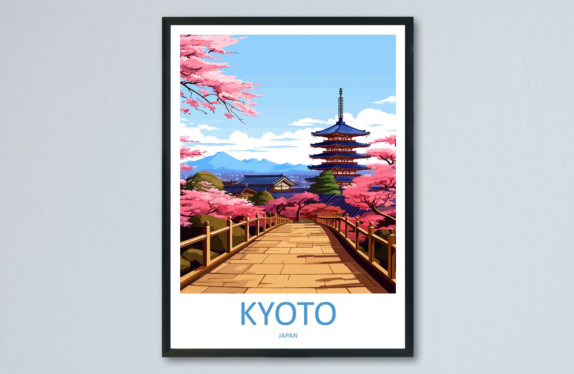 Kyoto Travel Poster, Japan Wall Art for Home Decor
