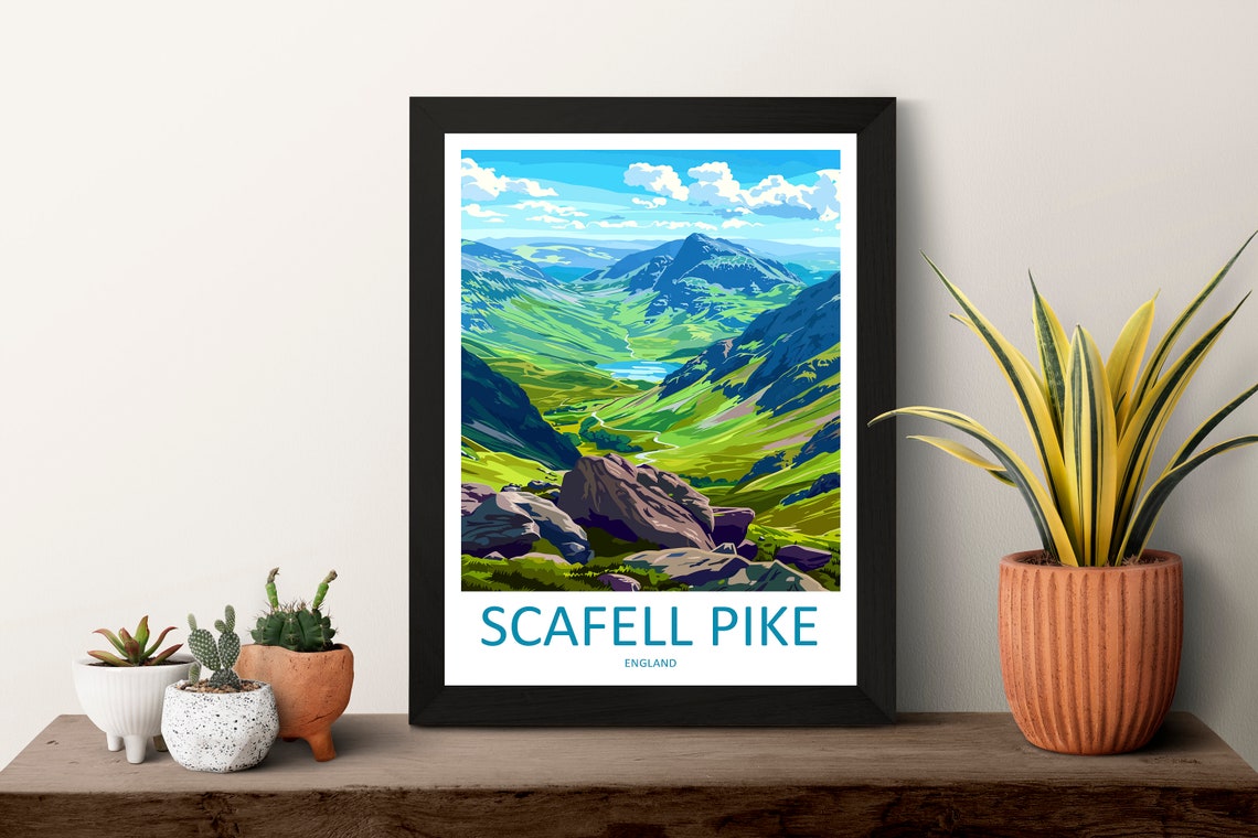 Scafell Pike England Lake District Mountain Valley Art Poster - Image 3