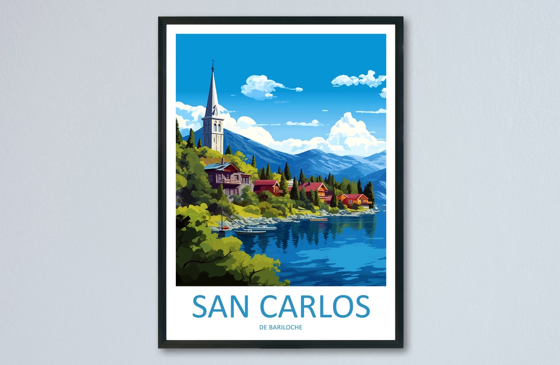 San Carlos de Bariloche Lakeside Town Mountain View Travel Poster