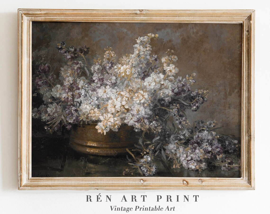 Moody Floral Botanical Vintage Flower Art Print