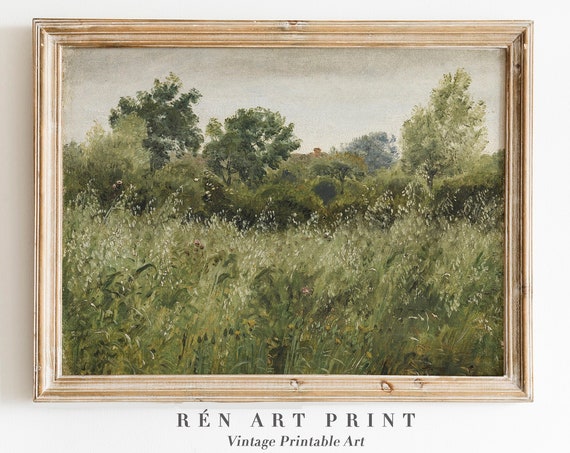 Vintage Landscape Painting Art, Cottagecore Decor Poster