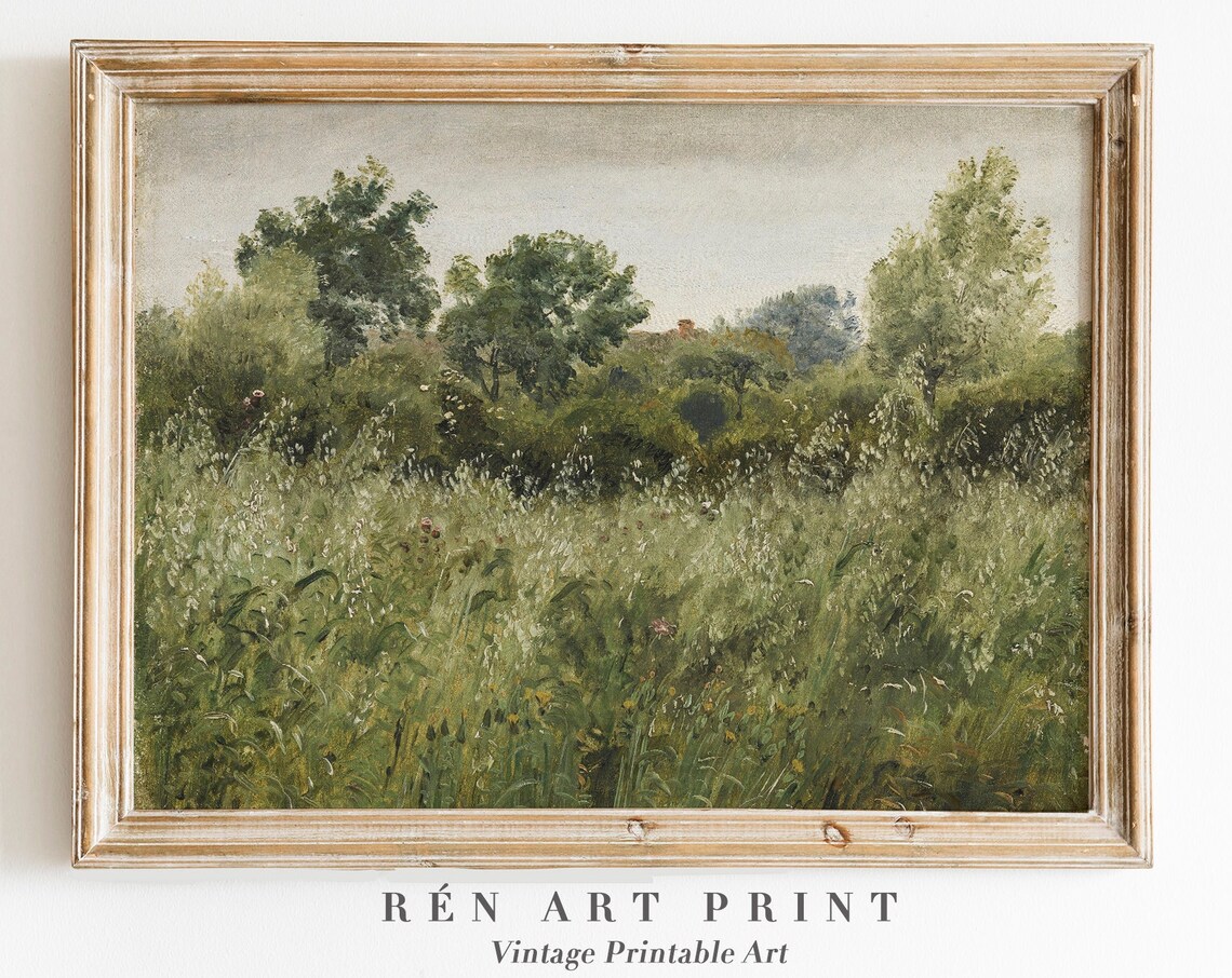 Vintage Landscape Painting Art, Cottagecore Decor Poster