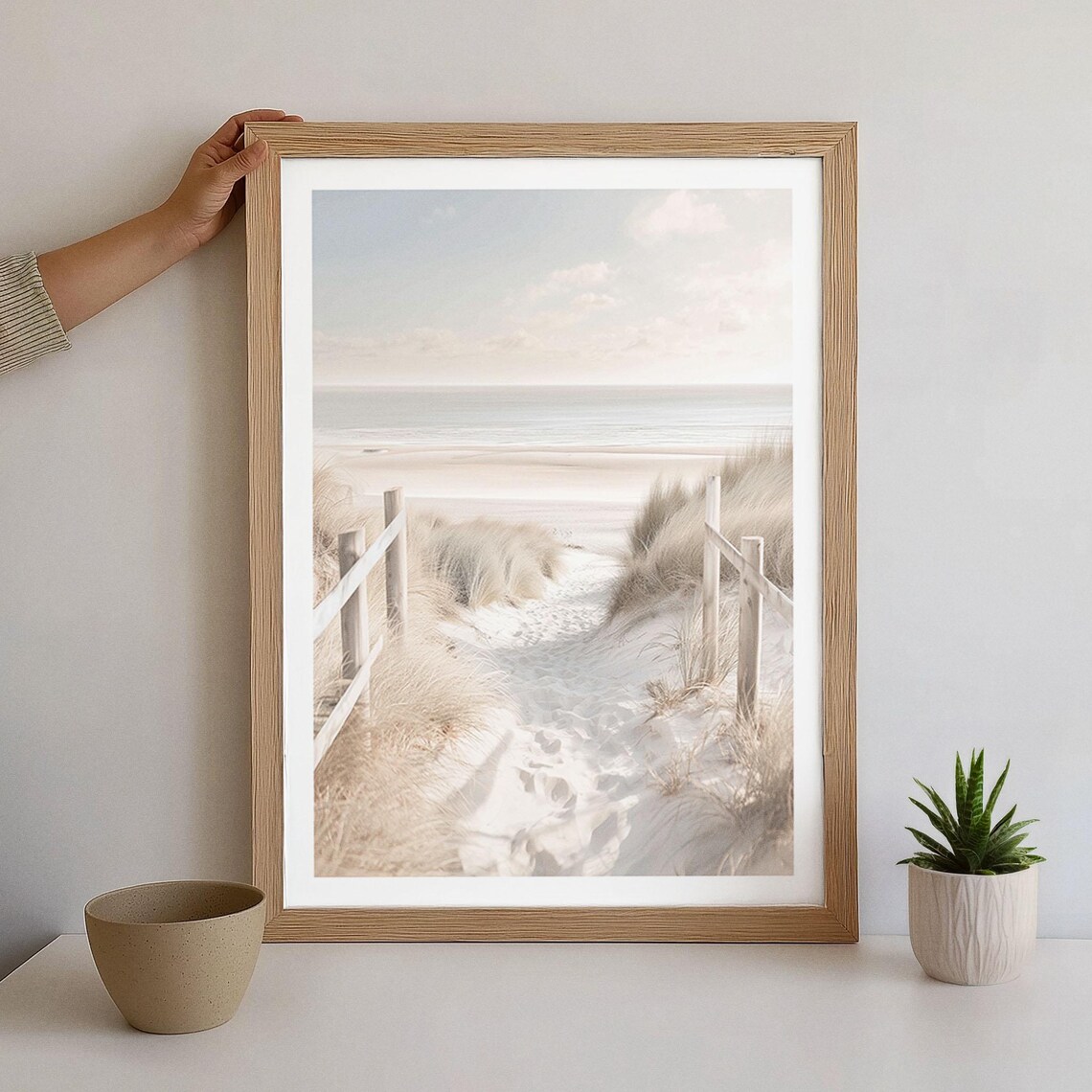 Coastal Path Photography Print, Neutral Beach Decor