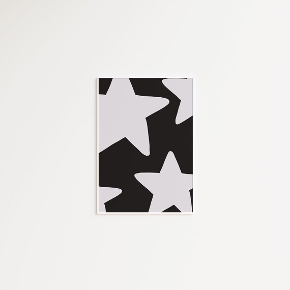 Minimalist White Stars Pattern on a Black Background Poster Art