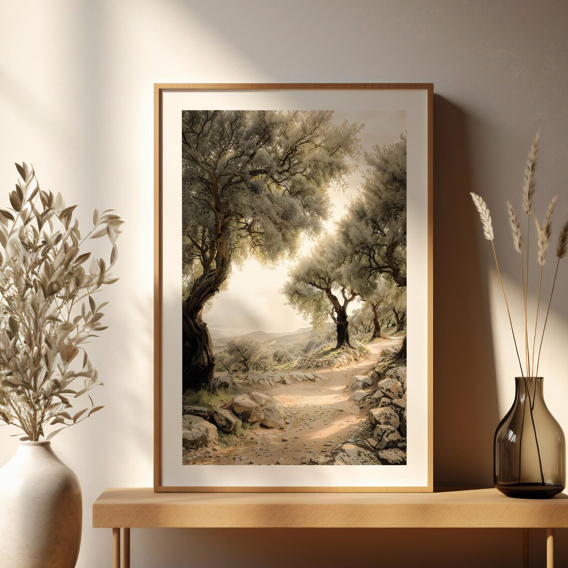 Mediterranean Pathway Landscape, Boho Art Print