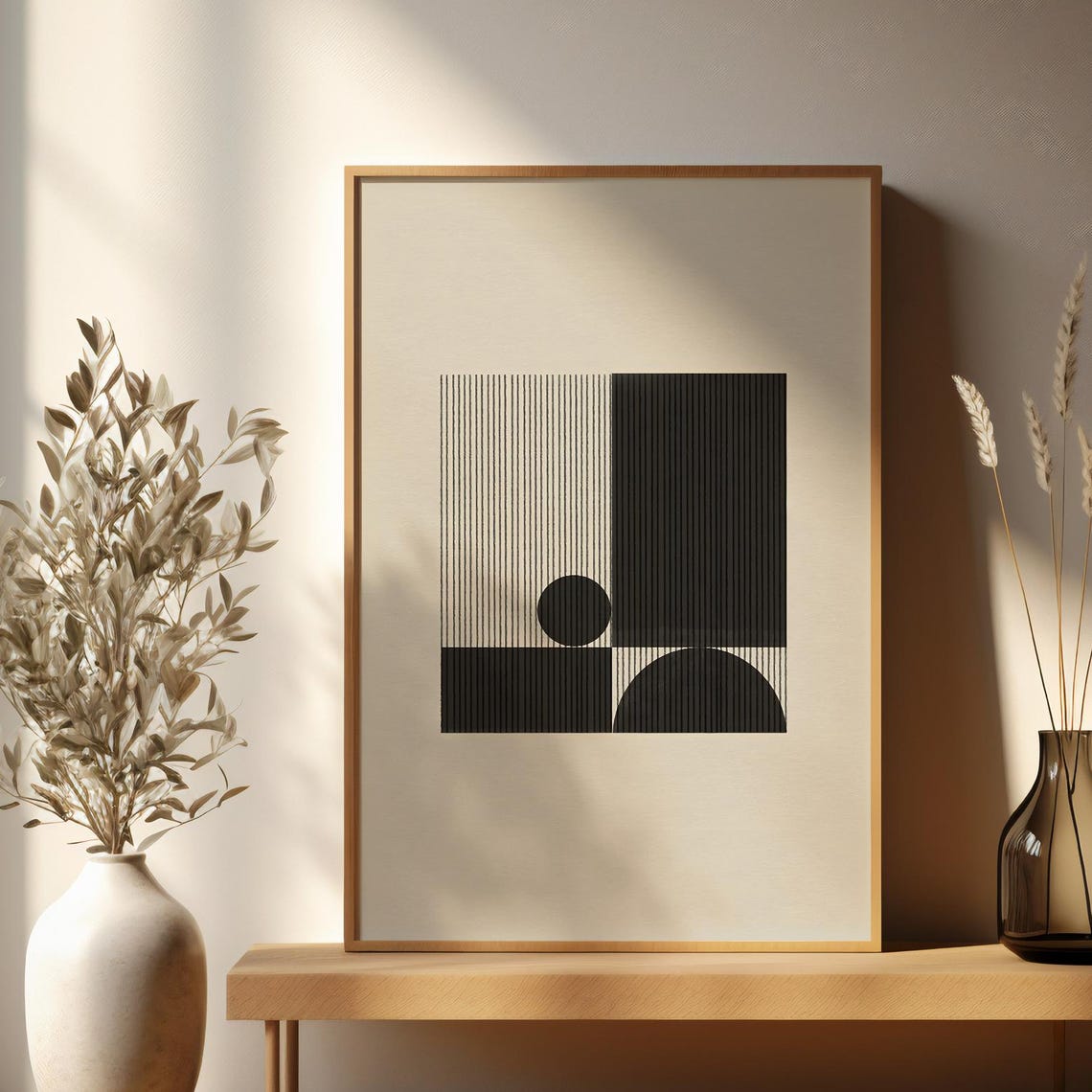 Mid Century Modern Abstract Black Lines Wall Art Line For Home Decor Print Poster Mcm