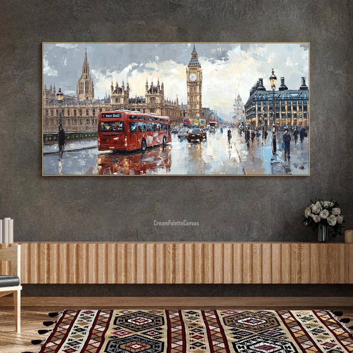 Modern London Street Scene, Abstract Art Print - Image 2