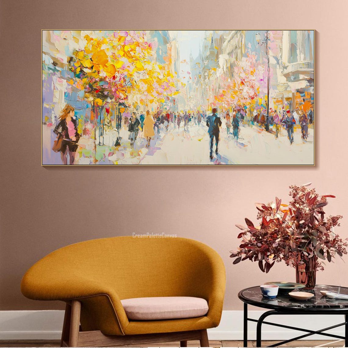 3d Framed London Street Scene Oil Painting Colorful Modern Textured Look Art Abstract Oil Painting Large Original Living Room Decor - Image 2