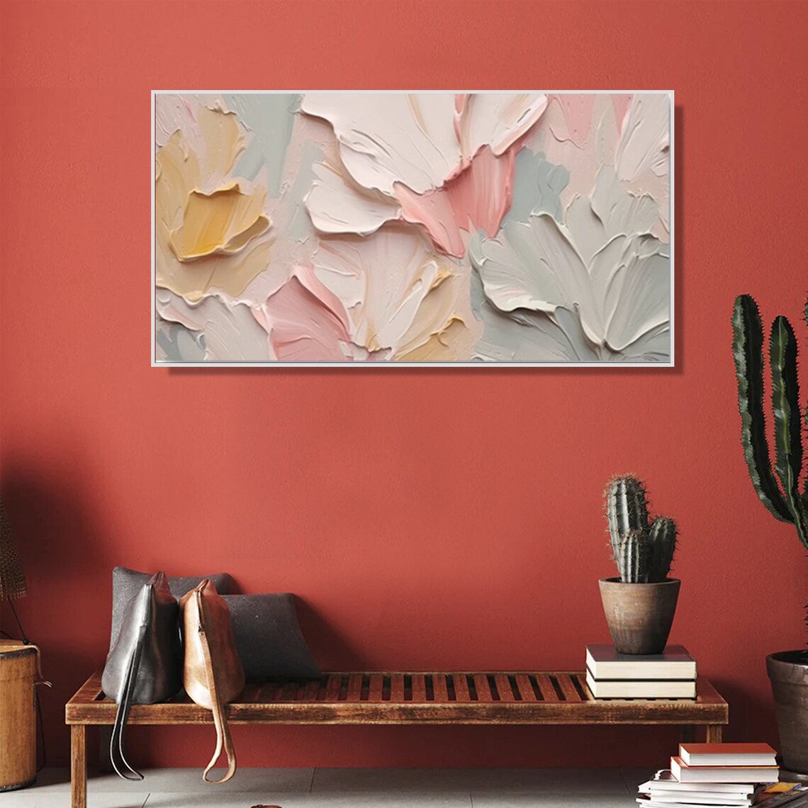 Abstract Flower Painting, Soft Color Spring Wall Art Print - Image 2