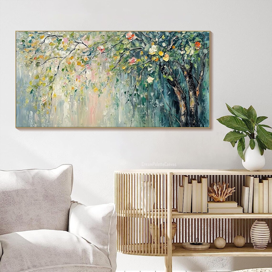 Abstract Tree Art Print, Green Blossom Modern Decor - Image 2