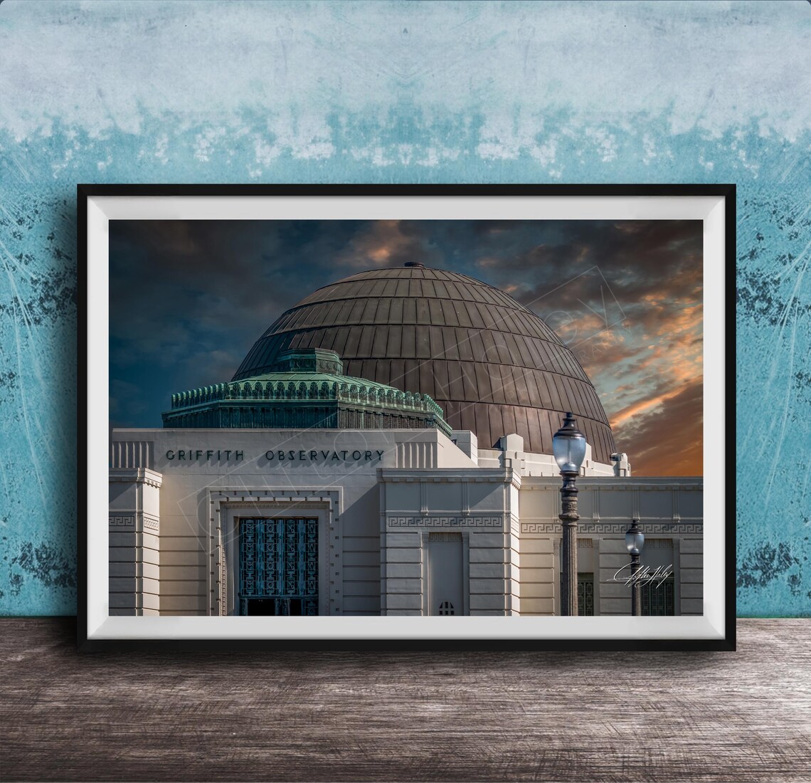 La Skyline Wall Art Griffith Observatory Sunset Abstract