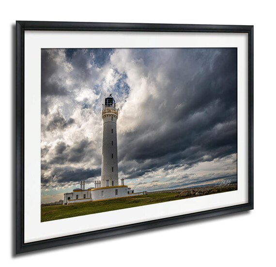 Scotland Lighthouse Art Print, Moody Coastal Landscape