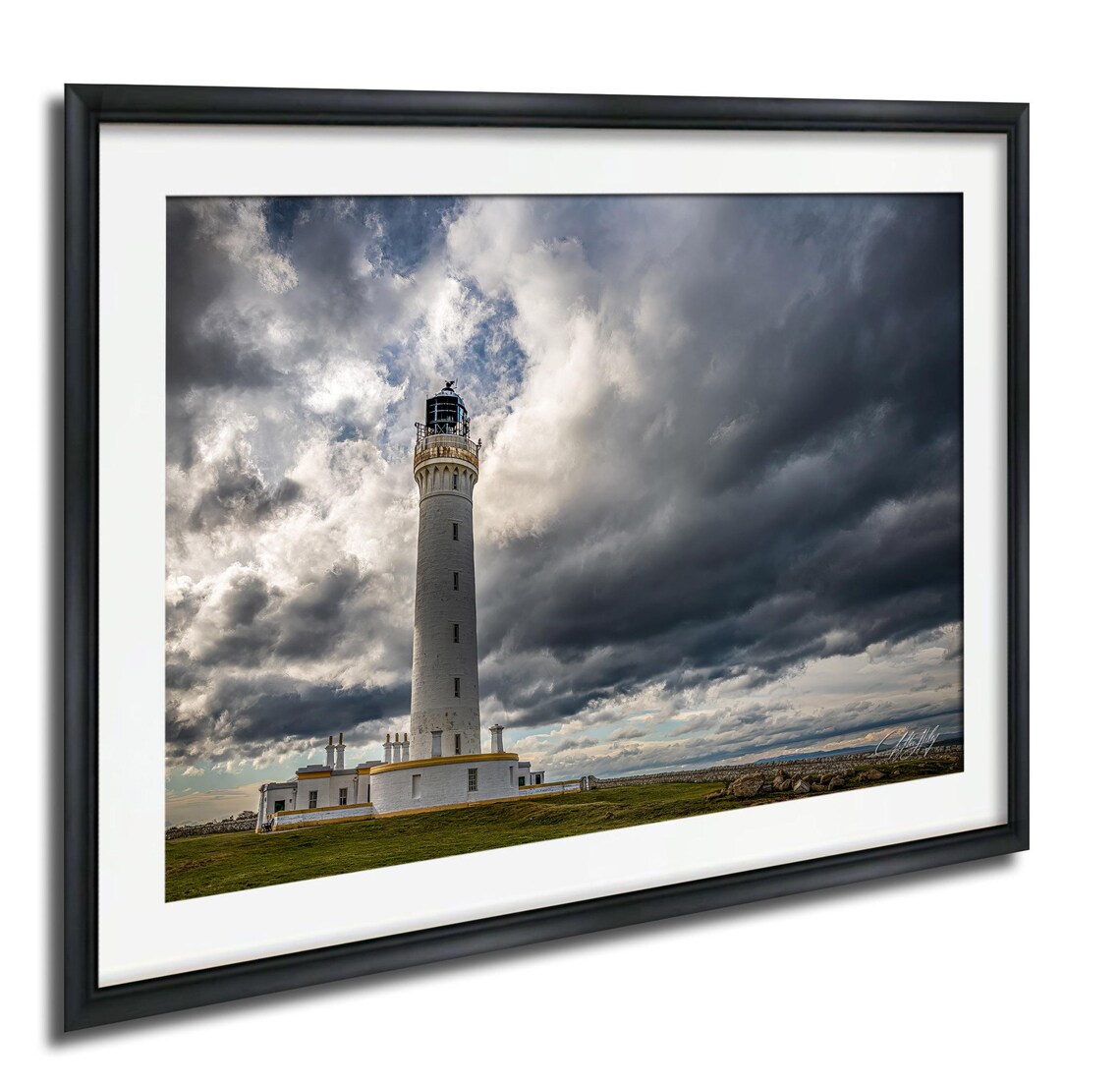 Scotland Lighthouse Art Print, Moody Coastal Landscape