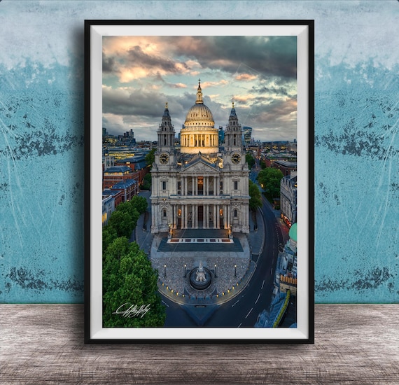 London Skyline Art Print St Pauls Cathedral Sunset