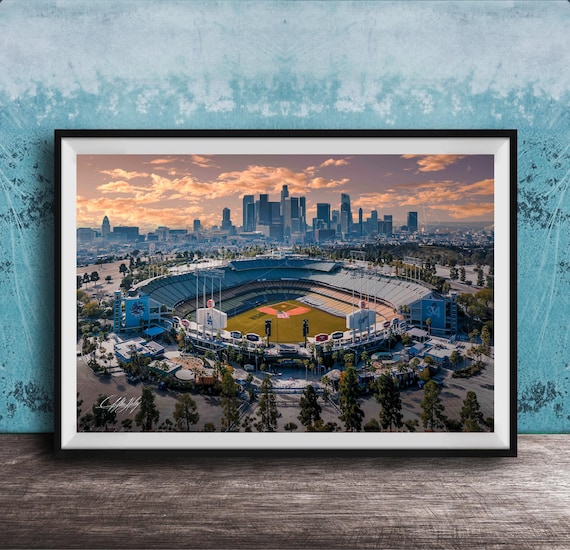 LA Dodgers Dodger Stadium Skyline Travel Poster