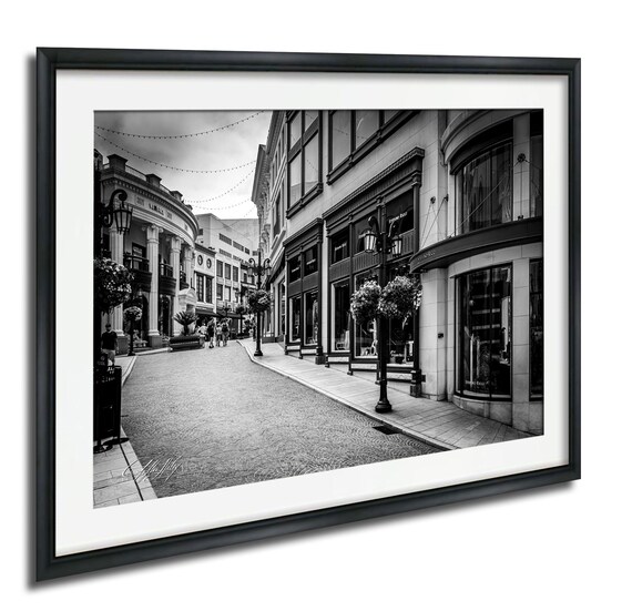 Rodeo Drive Black and White Luxury Shopping Street Photo Poster